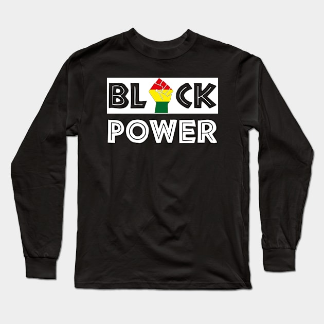 Black Power Fist Long Sleeve T-Shirt by AllWellia